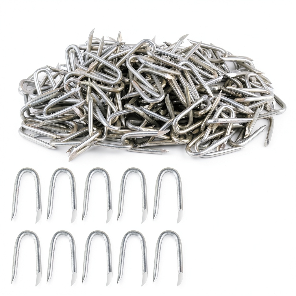 Sopoloray U nails securing wire mesh on a fence