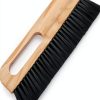 1Pcs large concrete brush, 11.8 inch long thick horsehair cleaning brush tool, masonry concrete broom hand brush, dust removal brush, soft black horsehair fiber, with comfortable wooden handle-0
