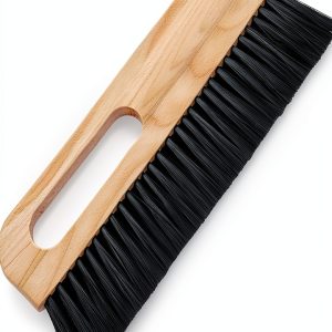 1Pcs large concrete brush, 11.8 inch long thick horsehair cleaning brush tool, masonry concrete broom hand brush, dust removal brush, soft black horsehair fiber, with comfortable wooden handle-0