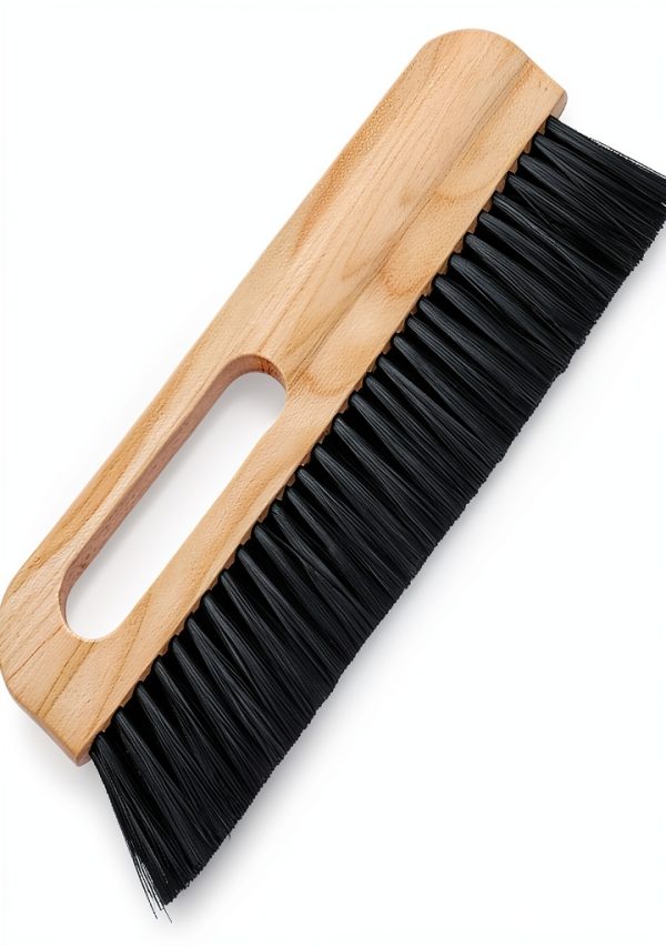 1Pcs large concrete brush, 11.8 inch long thick horsehair cleaning brush tool, masonry concrete broom hand brush, dust removal brush, soft black horsehair fiber, with comfortable wooden handle-0