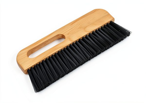 1Pcs large concrete brush, 11.8 inch long thick horsehair cleaning brush tool, masonry concrete broom hand brush, dust removal brush, soft black horsehair fiber, with comfortable wooden handle-2