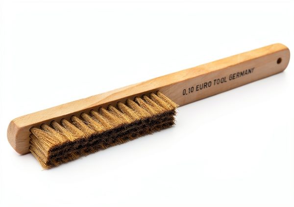 Wood Handle Metal Brush Eurotool Gold Brass Bristles 8.5in-1