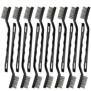 Mini Stainless Steel Wire Brush Set PPgod 15PCS Curved Handle Brushes-0