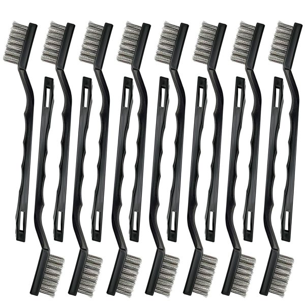 Mini Stainless Steel Wire Brush Set PPgod 15PCS Curved Handle Brushes-0