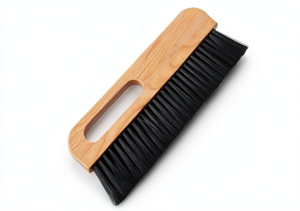 1Pcs large concrete brush, 11.8 inch long thick horsehair cleaning brush tool, masonry concrete broom hand brush, dust removal brush, soft black horsehair fiber, with comfortable wooden handle-1