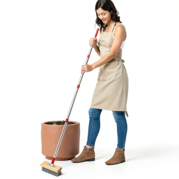 Wire Scrub Broom PIMEKOY Long Handle Stiff Bristle Floor Scrubber-2