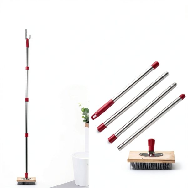 Wire Scrub Broom PIMEKOY Long Handle Stiff Bristle Floor Scrubber-6