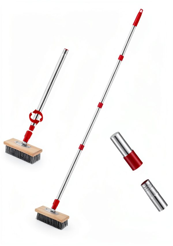 Wire Scrub Broom PIMEKOY Long Handle Stiff Bristle Floor Scrubber-5
