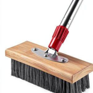 Wire Scrub Broom PIMEKOY Long Handle Stiff Bristle Floor Scrubber-0