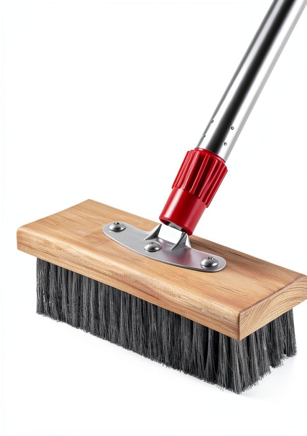 Wire Scrub Broom PIMEKOY Long Handle Stiff Bristle Floor Scrubber-0